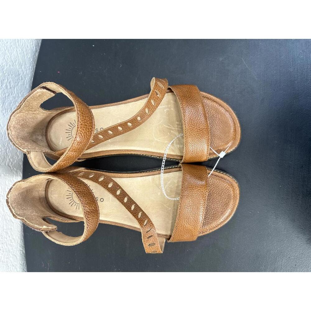 BrioSO Women's Brown Leather Ankle Strap Sandals 91/2